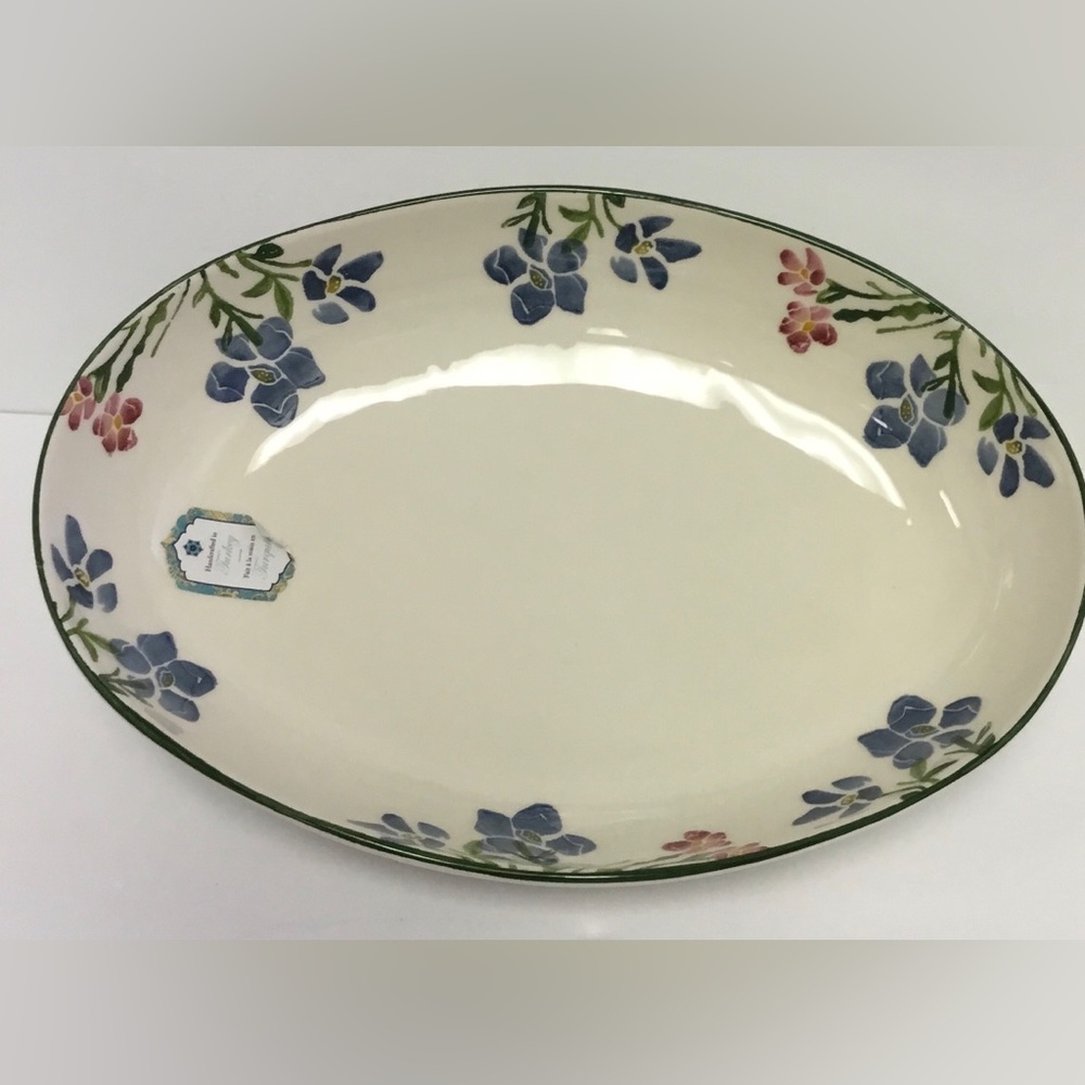 Oval Serving Platter Italian Theme Papart Hand Painted Floral 13.5” New